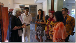 Liz Williamson talking with Chinese and Indonesians