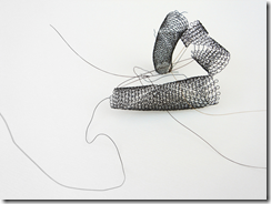 Vicky Shukuroglou object [BHH] steel wire, horse hair [double bass bow] 150 x 130 x 130mm [variable]